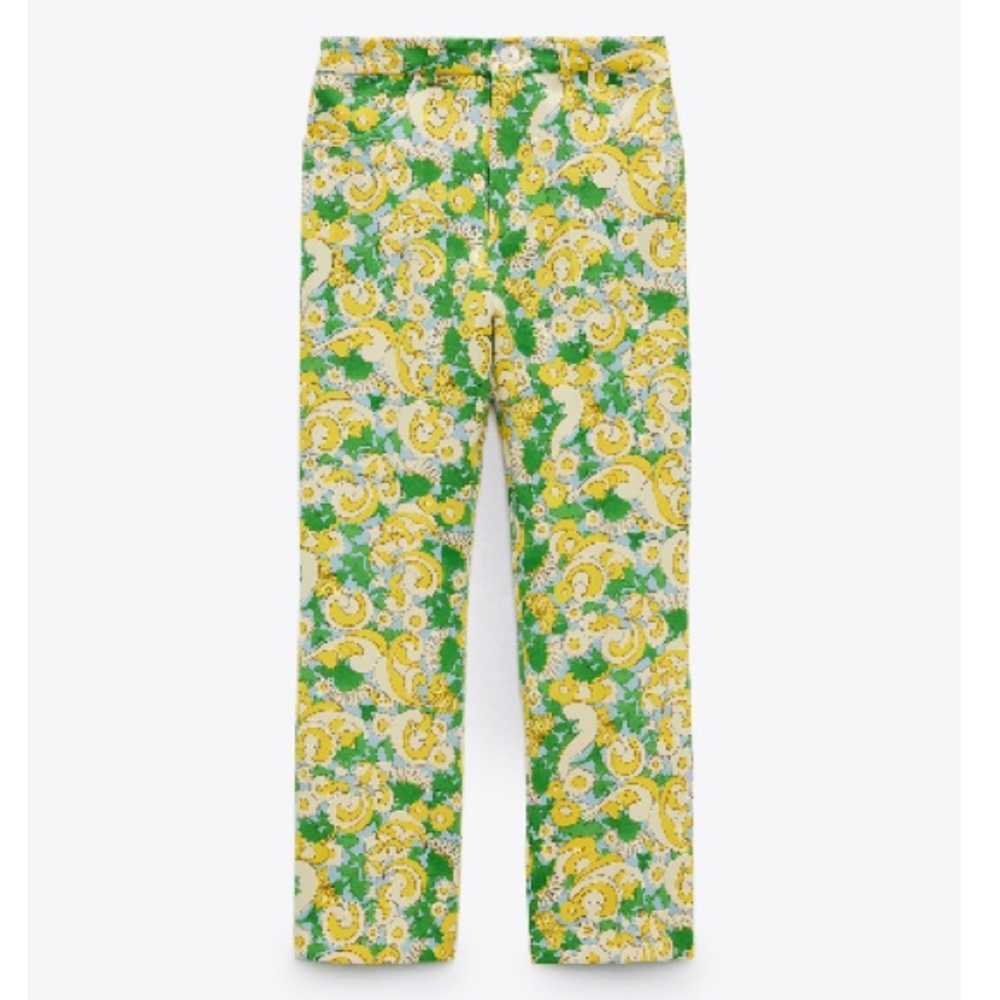 NEW!! Zara Green and Yellow Floral Pants